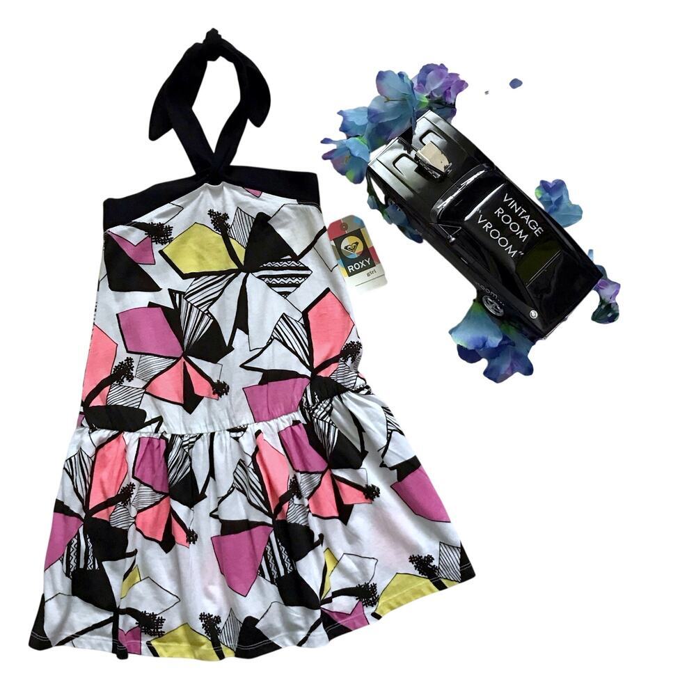 Roxy NWT Halter Blouson Style Dress Girls S (8)